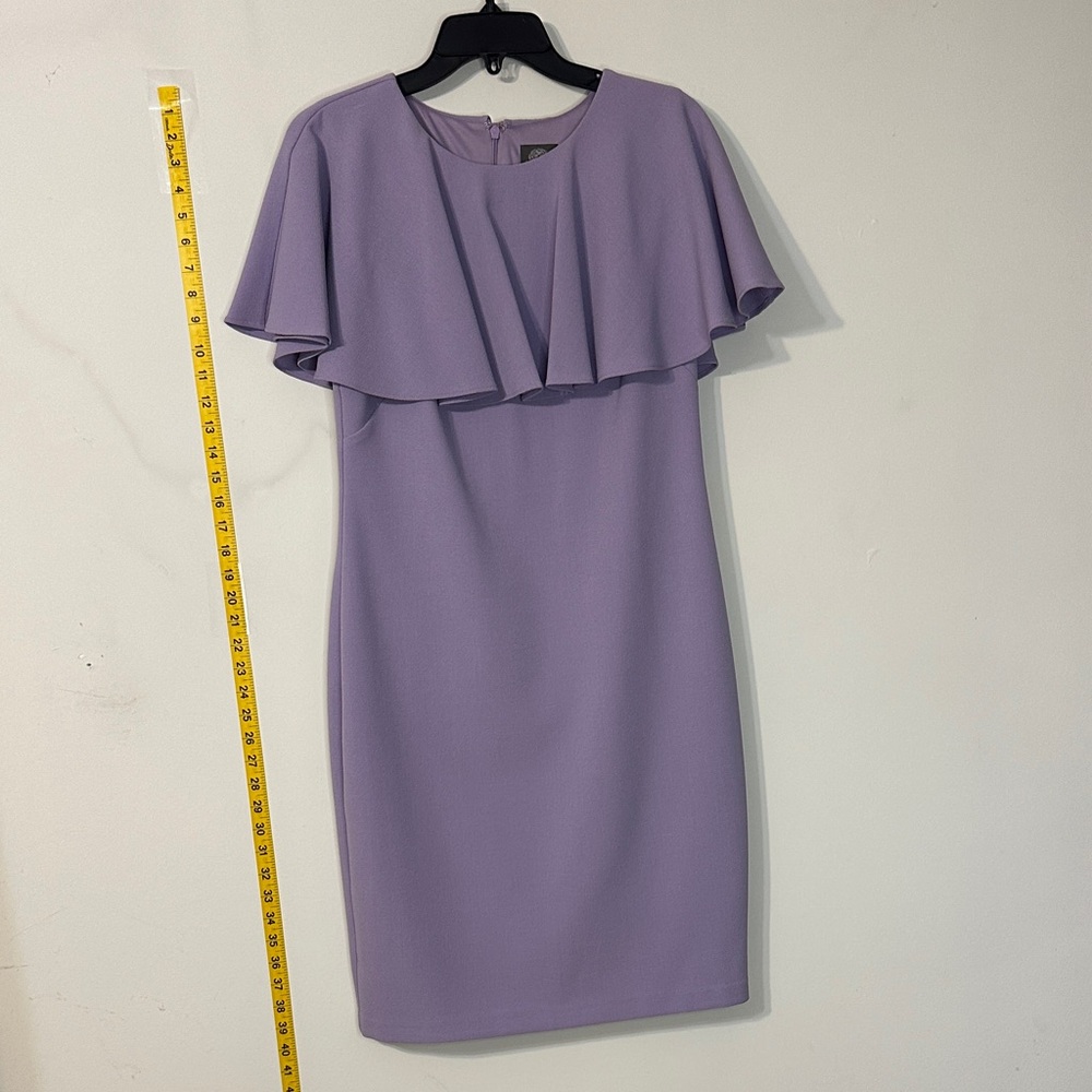 Vince Camuto Lavender Midi Dress with Ruffle Sleeves
